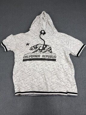 Sovereign State Mens California Republic Short Sleeve Hoodie Black & White L